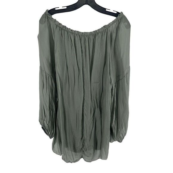 Cobble Stone Women's Off Shoulder Blouse Top Long Sleeve Green Italy UE XL - Picture 3 of 11
